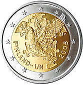 2 евро 2005 Финляндия 60 лет образования ООН, 50 лет членства Финляндии в ООН