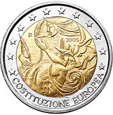 2 евро 2005 Италия Годовщина принятия конституции ЕС (Евроконституции)