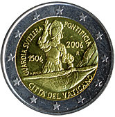 2 евро 2006 Ватикан 500 лет Швейцарской гвардии