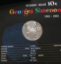 10 евро 2003 бельгия Ag925 Жорж Сименон